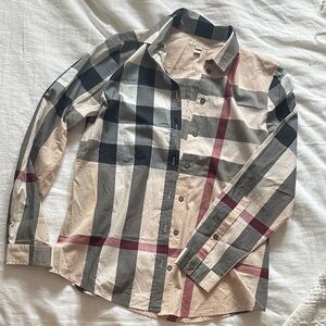 Burberry Women's Checkered Button Down Shirt - Black, White, Red, Tan